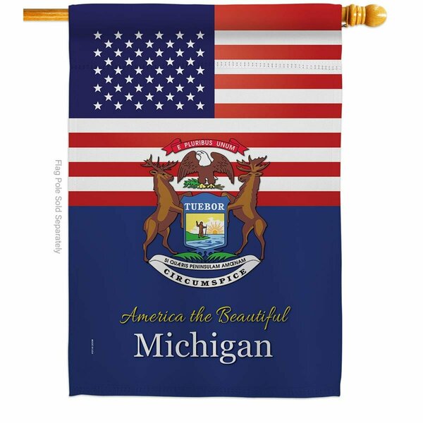 Guarderia 28 x 40 in. USA Michigan American State Vertical House Flag with Double-Sided Banner Garden GU4070571